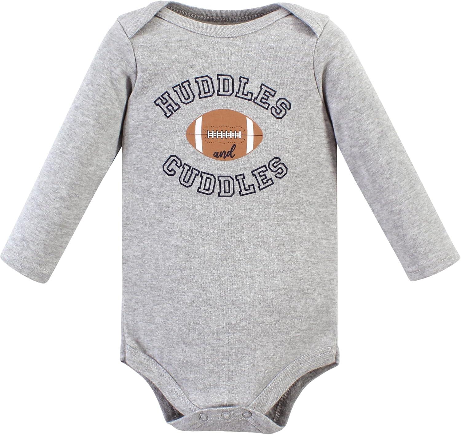 imageHudson Baby Unisex Baby Cotton Bodysuit Pant and Shoe SetFootball Huddles Long Sleeve