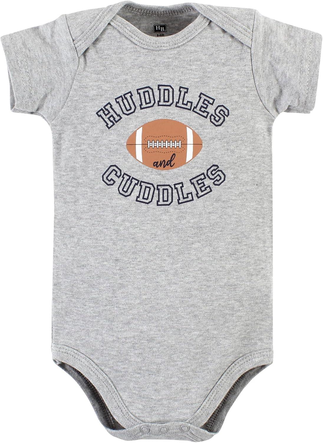 imageHudson Baby Unisex Baby Cotton Bodysuit Pant and Shoe SetFootball Huddles Short Sleeve