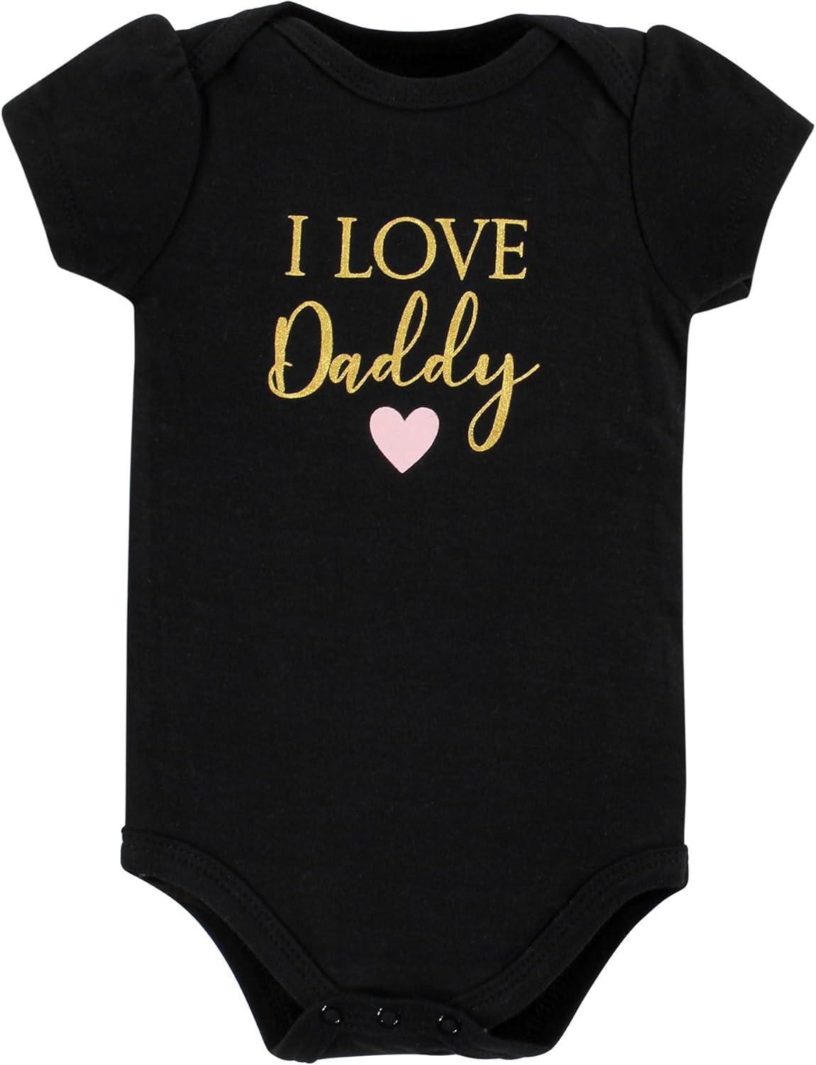 imageHudson Baby Unisex Baby Cotton Bodysuit Pant and Shoe SetGirl Daddy