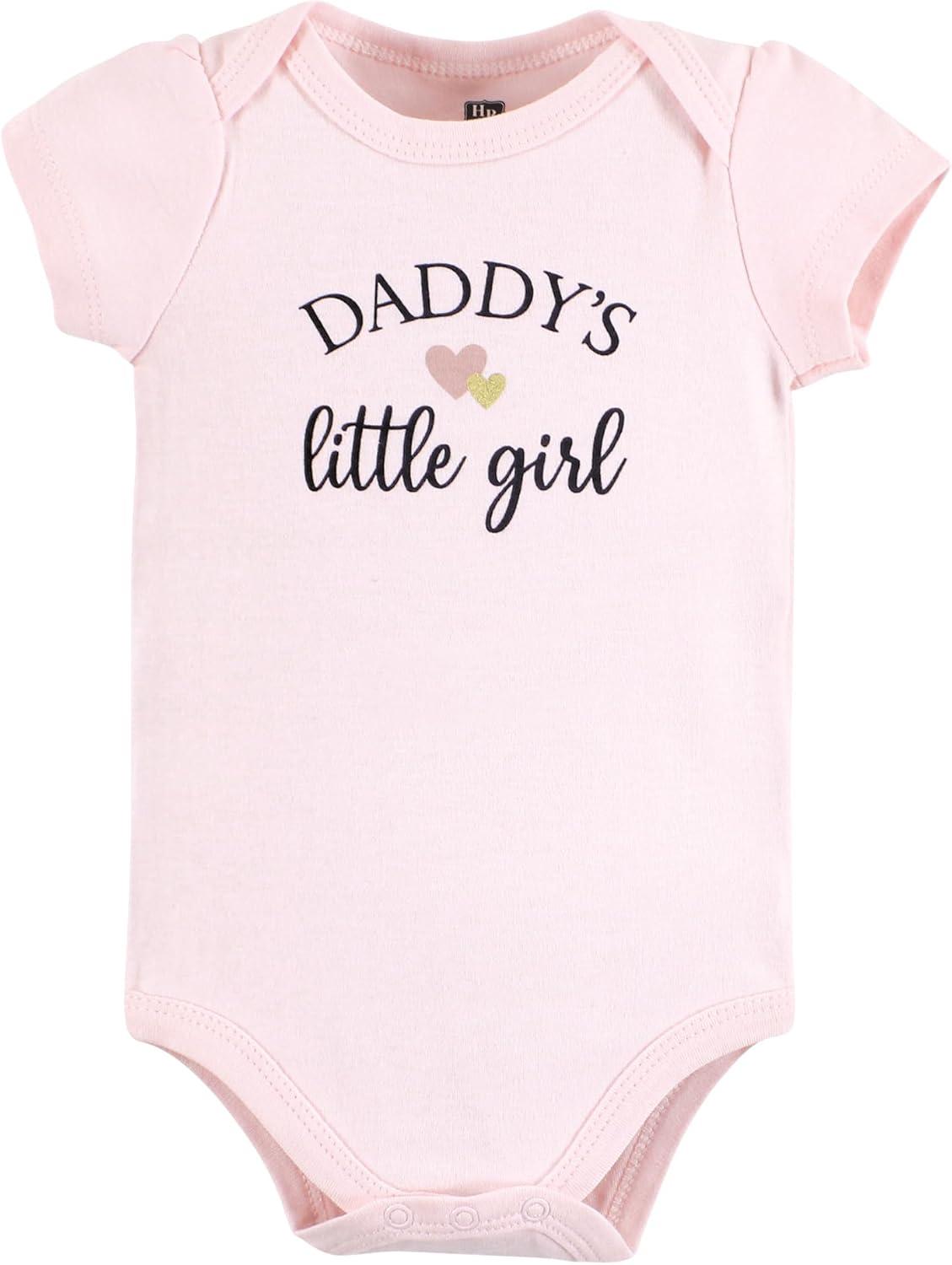 imageHudson Baby Unisex Baby Cotton Bodysuit Pant and Shoe SetGirl Daddy Pink Navy