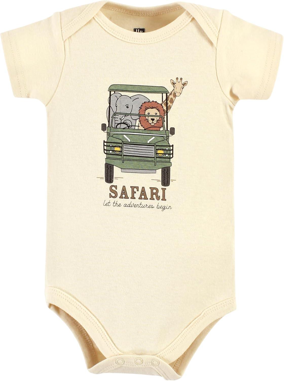 imageHudson Baby Unisex Baby Cotton Bodysuit Pant and Shoe SetGoing on Safari Short Sleeve