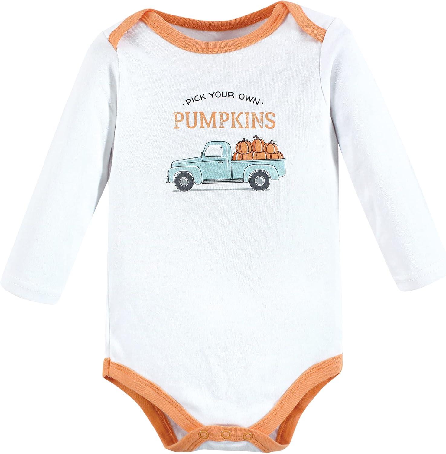 imageHudson Baby Unisex Baby Cotton Bodysuit Pant and Shoe SetPumpkin Truck