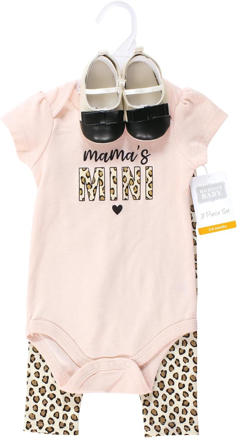 imageHudson Baby babygirls Cotton Bodysuit Pant and Shoe SetLeopard Hearts