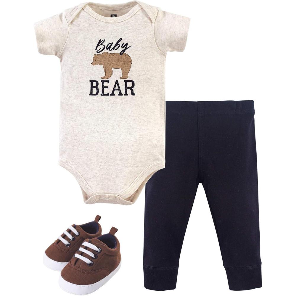 imageHudson Baby Unisex Baby Cotton Bodysuit Pant and Shoe SetBaby Bear