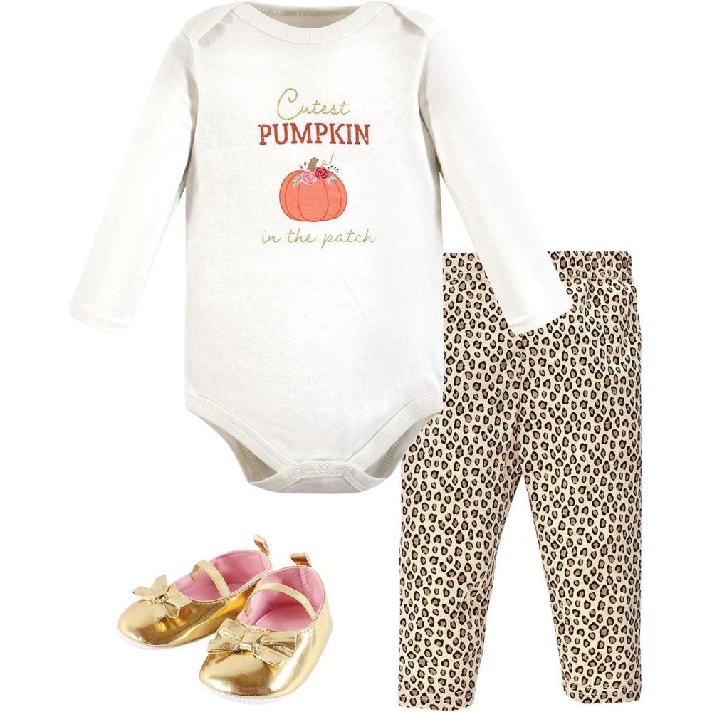 imageHudson Baby Unisex Baby Cotton Bodysuit Pant and Shoe SetCutest Pumpkin
