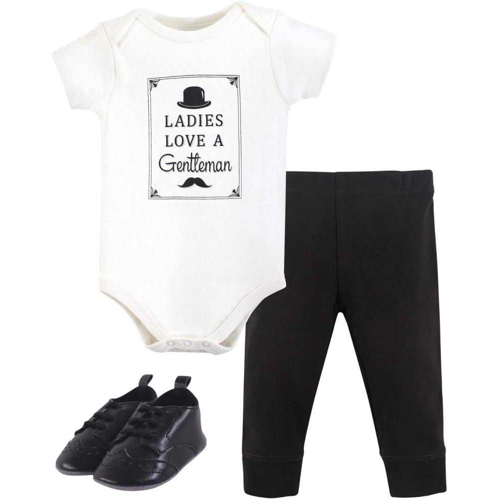 imageHudson Baby Unisex Baby Cotton Bodysuit Pant and Shoe SetLadies Love