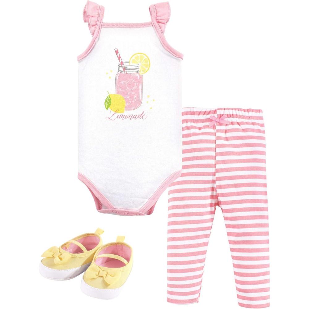 imageHudson Baby Unisex Baby Cotton Bodysuit Pant and Shoe SetLemonade