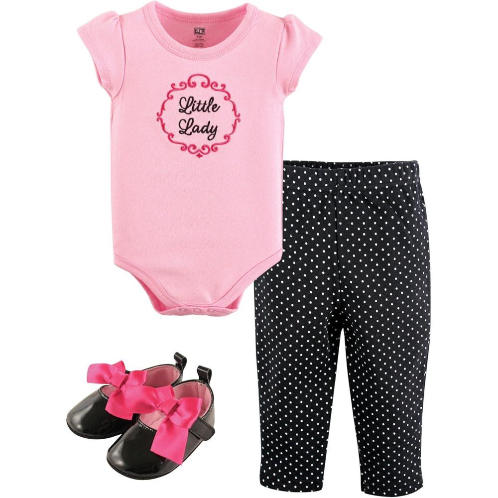 imageHudson Baby Unisex Baby Cotton Bodysuit Pant and Shoe SetLittle Lady