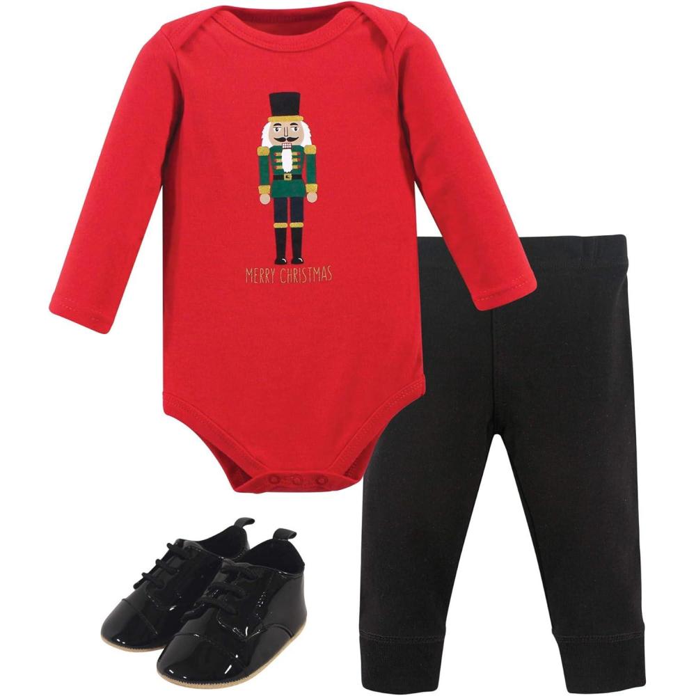 imageHudson Baby Unisex Baby Cotton Bodysuit Pant and Shoe SetNutcracker