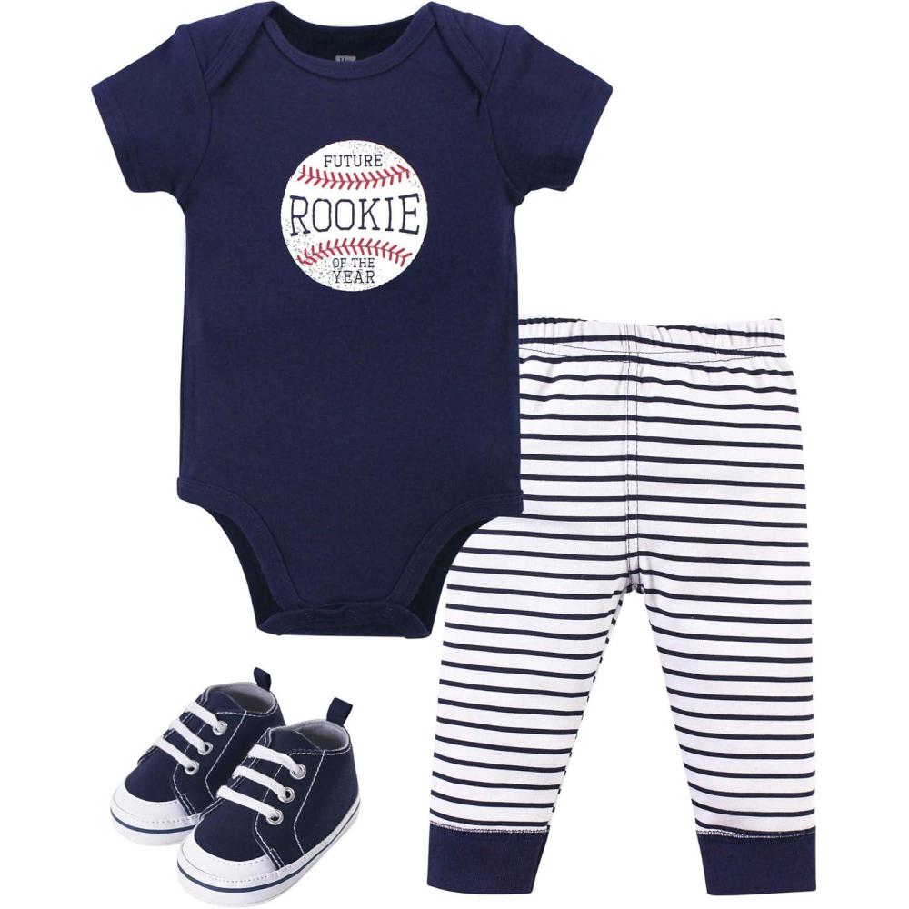 imageHudson Baby Unisex Baby Cotton Bodysuit Pant and Shoe SetRookie