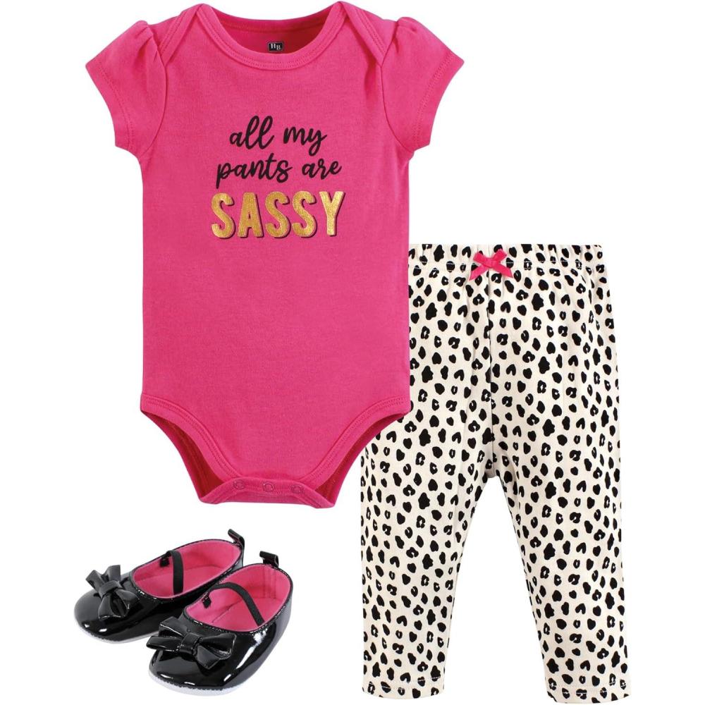 imageHudson Baby Unisex Baby Cotton Bodysuit Pant and Shoe SetSassy Pants