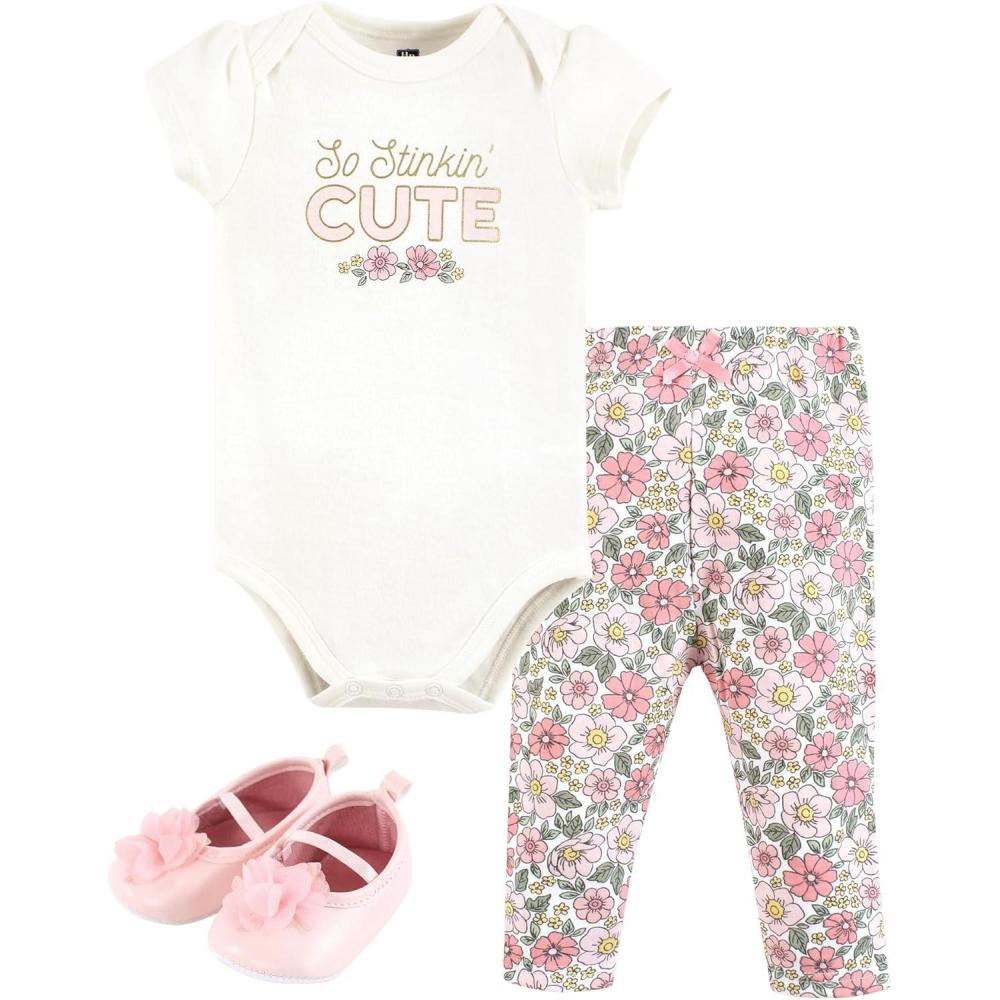 imageHudson Baby Unisex Baby Cotton Bodysuit Pant and Shoe SetSo Stinkin Cute
