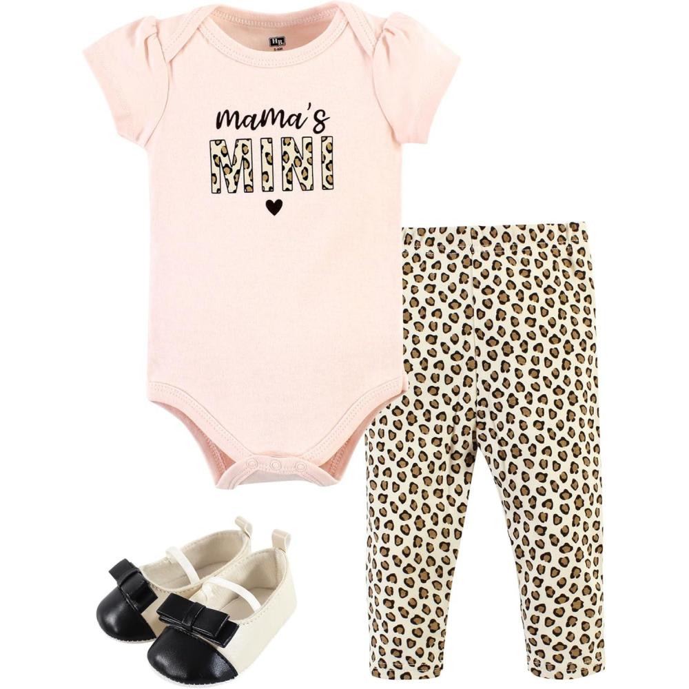 imageHudson Baby babygirls Cotton Bodysuit Pant and Shoe SetLeopard Hearts