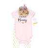 imageHudson Baby Unisex Baby Cotton Bodysuit Pant and Shoe SetGirl Mommy
