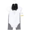 imageHudson Baby Unisex Baby Cotton Bodysuit Pant and Shoe SetTweed Tux
