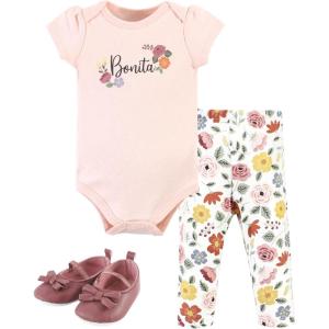 imageHudson Baby Unisex Baby Cotton Bodysuit Pant and Shoe SetBonita Short Sleeve