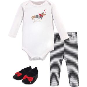 imageHudson Baby Unisex Baby Cotton Bodysuit Pant and Shoe SetBonjour Dog
