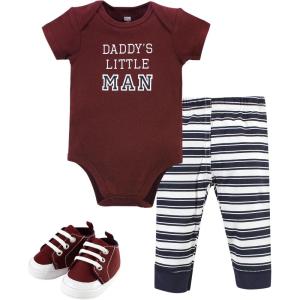 imageHudson Baby Unisex Baby Cotton Bodysuit Pant and Shoe SetBoy Daddy Short Sleeve