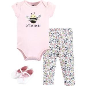 imageHudson Baby Unisex Baby Cotton Bodysuit Pant and Shoe SetCute Bee