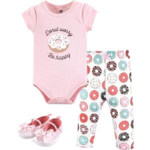 imageHudson Baby Unisex Baby Cotton Bodysuit Pant and Shoe SetDonut Worry
