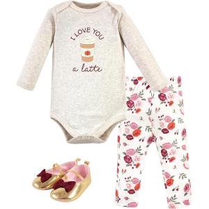 imageHudson Baby Unisex Baby Cotton Bodysuit Pant and Shoe SetFall Latte
