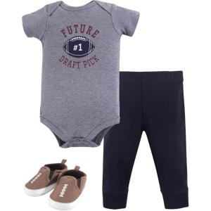 imageHudson Baby Unisex Baby Cotton Bodysuit Pant and Shoe SetFootball