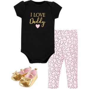 imageHudson Baby Unisex Baby Cotton Bodysuit Pant and Shoe SetGirl Daddy
