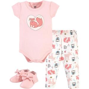 imageHudson Baby Unisex Baby Cotton Bodysuit Pant and Shoe SetGirl Forest