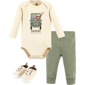 imageHudson Baby Unisex Baby Cotton Bodysuit Pant and Shoe SetGoing on Safari Long Sleeve
