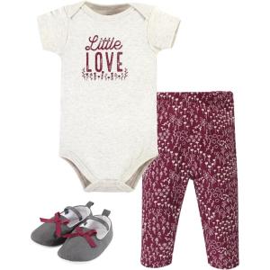 imageHudson Baby Unisex Baby Cotton Bodysuit Pant and Shoe SetLittle Love Flowers