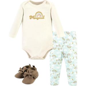 imageHudson Baby Unisex Baby Cotton Bodysuit Pant and Shoe SetMagical Rainbow Long Sleeve