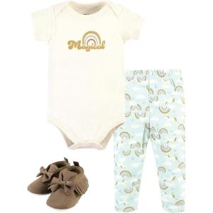 imageHudson Baby Unisex Baby Cotton Bodysuit Pant and Shoe SetMagical Rainbow Short Sleeve