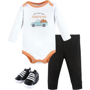 imageHudson Baby Unisex Baby Cotton Bodysuit Pant and Shoe SetPumpkin Truck