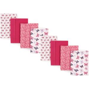 imageHudson Baby Cotton Poly Flannel Burp Cloths Multipack Sweet Roses 8Pack One SizeButterflies 8pack