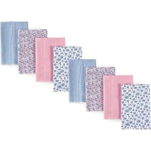 imageHudson Baby Cotton Poly Flannel Burp Cloths Multipack Sweet Roses 8Pack One SizeClassic Floral 8pack