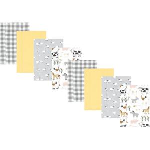 imageHudson Baby Cotton Poly Flannel Burp Cloths Multipack Sweet Roses 8Pack One SizeCute Farm 8pack