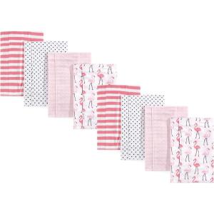 imageHudson Baby Cotton Poly Flannel Burp Cloths Multipack Sweet Roses 8Pack One SizeFlamingos 8pack