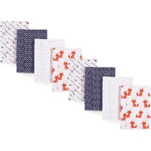 imageHudson Baby Cotton Poly Flannel Burp Cloths Multipack Sweet Roses 8Pack One SizeFoxes 8pack