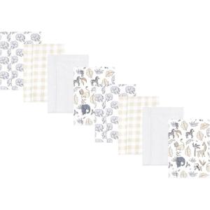 imageHudson Baby Cotton Poly Flannel Burp Cloths Multipack Sweet Roses 8Pack One SizeNeutral Safari 8pack