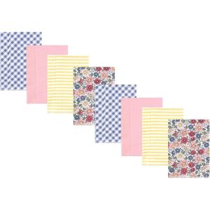imageHudson Baby Cotton Poly Flannel Burp Cloths Multipack Sweet Roses 8Pack One SizePink Blue Pretty Floral 8pack