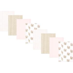 imageHudson Baby Cotton Poly Flannel Burp Cloths Multipack Sweet Roses 8Pack One SizePink Taupe Bear 8pack
