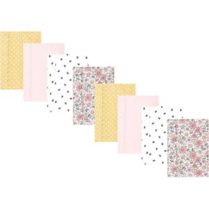 imageHudson Baby Cotton Poly Flannel Burp Cloths Multipack Sweet Roses 8Pack One SizePink Yellow Pretty Floral 8pack