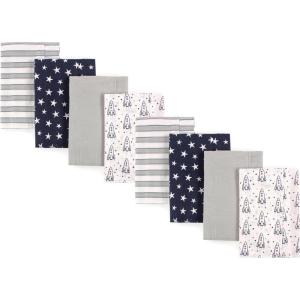 imageHudson Baby Cotton Poly Flannel Burp Cloths Multipack Sweet Roses 8Pack One SizeRocket Ship 8pack