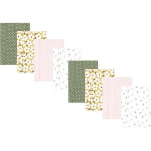 imageHudson Baby Cotton Poly Flannel Burp Cloths Multipack Sweet Roses 8Pack One SizeSage Floral 8pack