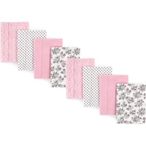 imageHudson Baby Cotton Poly Flannel Burp Cloths Multipack Sweet Roses 8Pack One SizeToile 8pack