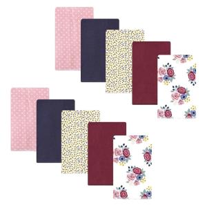 imageHudson Baby Unisex Baby Cotton Flannel Burp Cloths Pink Rose One SizeBlush Navy Floral 10pack