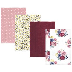 imageHudson Baby Unisex Baby Cotton Flannel Burp Cloths Pink Rose One SizeBlush Navy Floral 4pack