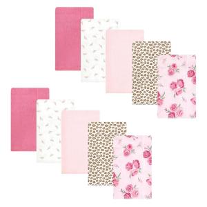 imageHudson Baby Unisex Baby Cotton Flannel Burp Cloths Pink Rose One SizeBlush Rose
