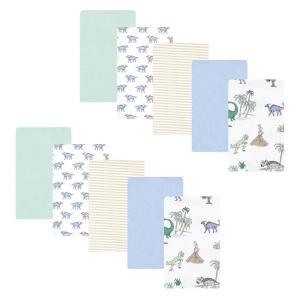 imageHudson Baby Unisex Baby Cotton Flannel Burp Cloths Pink Rose One SizeBoy Dino World 10pack