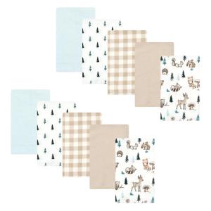 imageHudson Baby Unisex Baby Cotton Flannel Burp Cloths Pink Rose One SizeBoy Woodland Pals 10pack